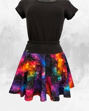 Dámská krátká kolová úpletová sukně 40cm,barevné mramorování